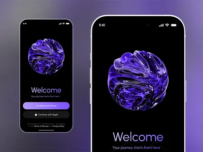 AI Voice Welcome Screen ai app artificial intelligence dark dark mode design light mode login login screen mobile onboarding ui voice