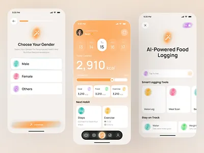 Smart Nutrition & Fitness App Design ai fitness app ai health app app design calorie tracker fitness app fitness tracker gym app ui health app health tracking app meal planner app mobile mobile app nutrition app smart health app ui design wellness app workout app