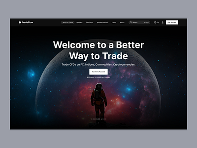 Trading Landing Page bitcoin blockchain crypto exchange crypto trading crypto ui cryptocurrency forex forex trading stocks trade trading trading landing page trading ui ui design ux design web design