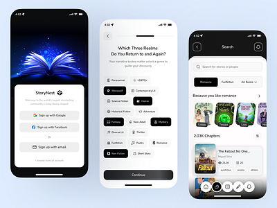 StoryNest - Read and Write Stories Mobile App app app design blog book editorial entertainment app ios learning app mobile app profile read reading app recording sketch story write write news writers app writers community writing