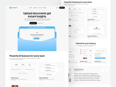 DocuMind | AI Powered Document landing page ai ai powered clean design docs documents landing page modern ocr ui upload web design website