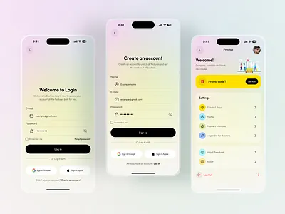 Login & Profile- Ride Sharing Mobile App app application design loginui minimalist mobile online ticket passenger product design profiledesign signupscreen ticket application ticketing ticketing app trasnportation travel travel agency ui ui visual design