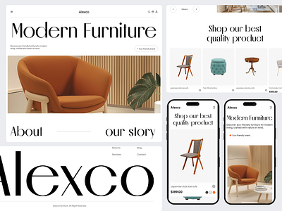 Furniture E-Commerce Website Design ecommerce ecommerce website furniture furniture landing page furniture website home furniture landing page minimal design modern design modern furniture online shopping online store product design product showcase responsive design shop online ui design ux design web design website redesign