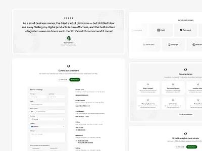 Sections — Untitled UI contact contact form faqs frequently asked questions testimonial web design