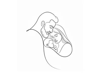 Family in a beautiful custom portrait abstract line art canada continuous line art custom line art fine line art gift idea hand made illustration illustration art line art line drawing mamury outline parentchildportrait pet reels tattoo unique gift usa victor line art