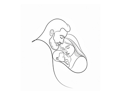 Family in a beautiful custom portrait abstract line art canada continuous line art custom line art fine line art gift idea hand made illustration illustration art line art line drawing mamury outline parentchildportrait pet reels tattoo unique gift usa victor line art