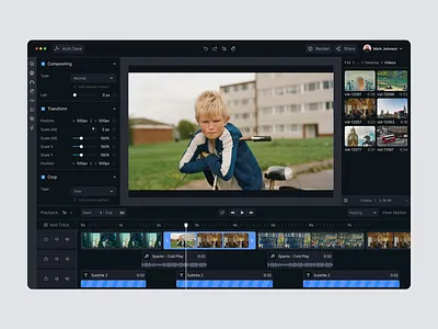 Video Editor - Web Application app applicaiton canvas clean component dark dashboard editor maker movie platform saas subtitle timeline tool ui video video editor video maker web app