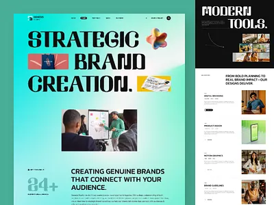 Genesis - Branding Agency Landing Page agency design agency landing page agency website animation branding branding agency branding design clean creative design digital marketing graphic design minimal redesign uiux website website design website redesign