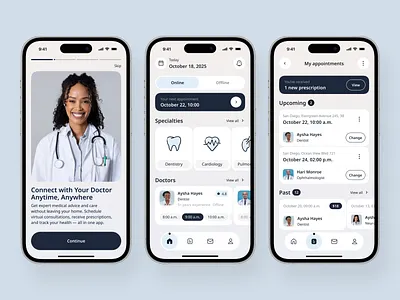 Telemedicine Mobile App for Virtual Consultations app design application design booking app doctor app healthcare mobile app mobile app design mobile ui modern app ui popular ui design ui ux user interface
