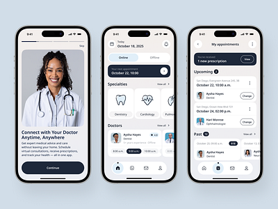 Telemedicine Mobile App for Virtual Consultations app design application design booking app doctor app healthcare mobile app mobile app design mobile ui modern app ui popular ui design ui ux user interface