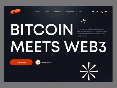 Crypto Meets Web3 — Hero Concept Design appinterface bitcoin blockchain coin crypto cryptocurrency darkmode design digitalcurrency ethereum fintech landingpage minimal modern nft orange uiux uxdesign web3 website