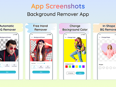 Background Remover App – Screenshots app design app showcase app store optimization appstore preview appstore screenshots branding design graphic design mobile app mobile app design motion graphics playstore screenshots premium promotional graphics screenshot screenshot design screenshots ui ui design uiux