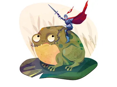 the rider 2d armor cartoon character cloak fairytale frog helmet hero illustration knight medieval portrait retro rider style texture vector vintage