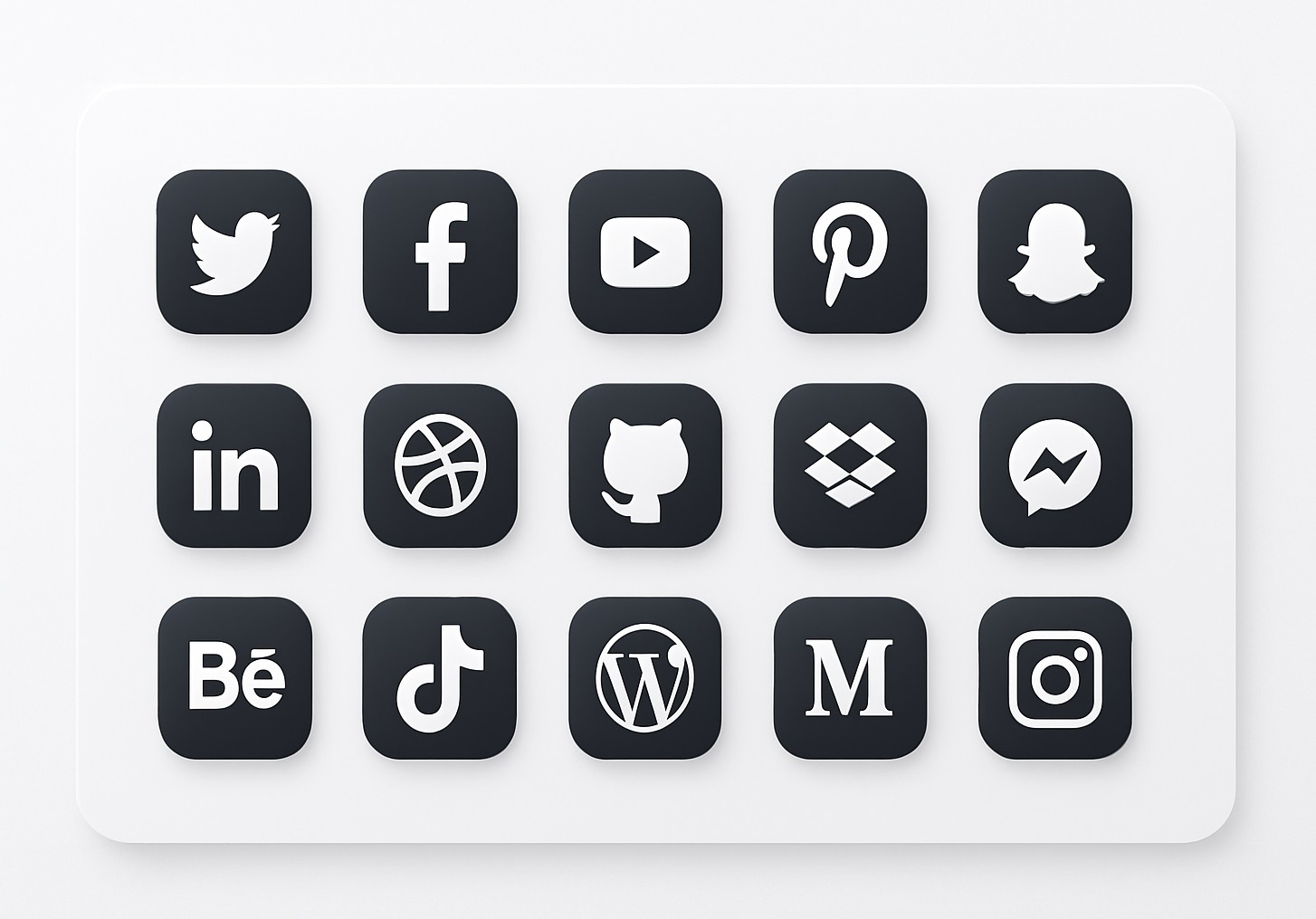 Minimal Social Media Icon Design behance brand identity branding dribbble facebook flat graphic design icon icon design illustration linkedin logo minimal pinterest product design social media social media icon typography vector visual identity