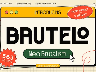 Brutelo branding brutalist font clean font custom font display font editorial font font font design font style free font geometric font logo font minimalist font modern display font neo brutalism poster sans serif typeface typography