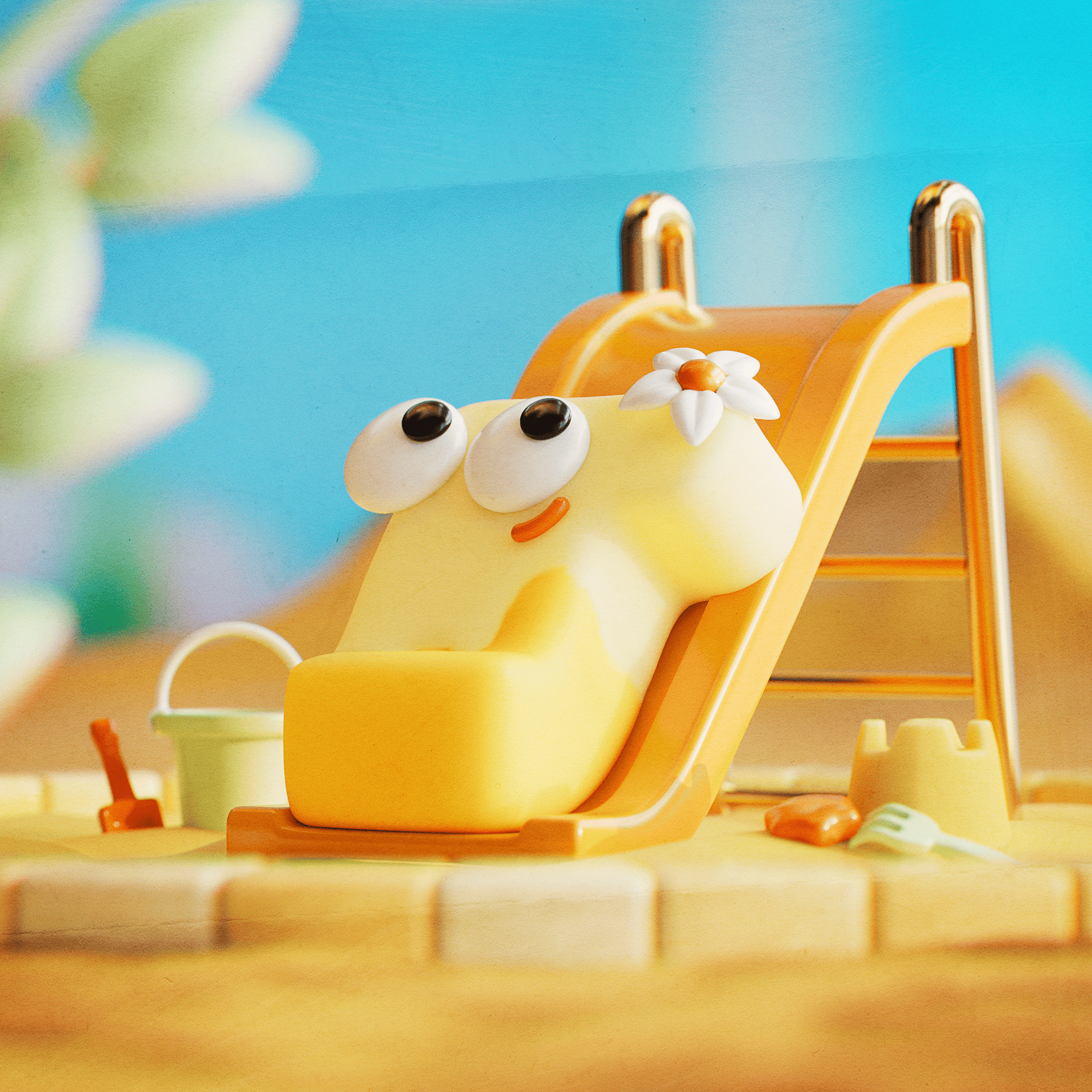Letter Г — 3D Alphabet Series 3d 3d illustration alphabet cartoonish cute character illustration motion graphics playground sunny day visual series