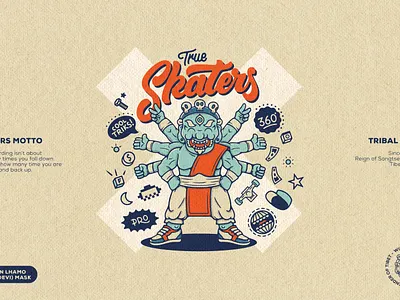 Sk8ters Urban Tribes badge design branding character design china graphic design illustration japan style japanese mask skateboard skateboarding skaters tibet tribe typography urban vector character