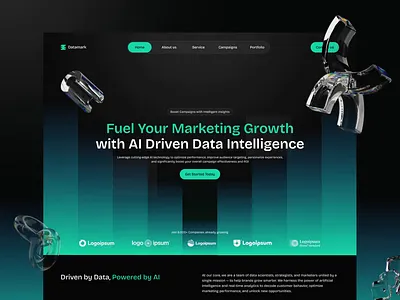AI & Data-Driven Marketing Agency Landing Page UI - Datamark agency ai analytics app automation conversion data digital growth marketing saas stratup ui ux web