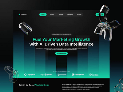 AI & Data-Driven Marketing Agency Landing Page UI - Datamark agency ai analytics app automation conversion data digital growth marketing saas stratup ui ux web
