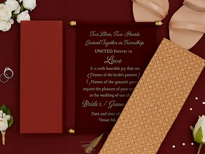 Burgundy Velvet Scroll Wedding Invitation personalized scroll invitations