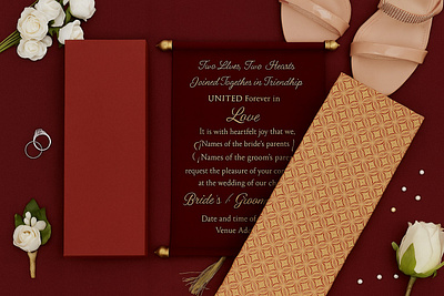 Burgundy Velvet Scroll Wedding Invitation personalized scroll invitations