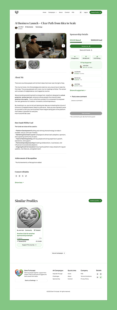 Sponsorship & Charity Website | Blog Page | Article Page blog design blog post carousel charity website figma figma prototype framer navigation non profit progress bar prototype share button side bar sidebar slider sponsorship website ticker ui ux web design website design