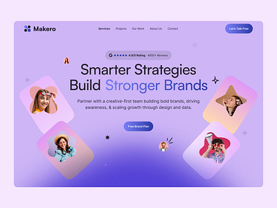 Makero - Creative Agency Landing Page Hero Section Design agency animation branding creative branding agency creative marketing agency design agency digital agency digital marketing branding framer hero section design marketing modern website design new brand promotion ui design web agency web design webflow website design websitedesign