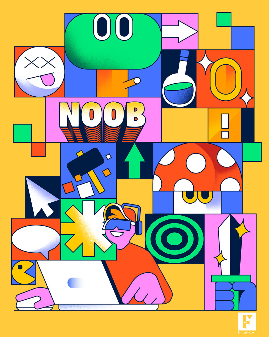 Gaming branding characters digital drawing fonzynils game gaming illustration illustrator magazine visual