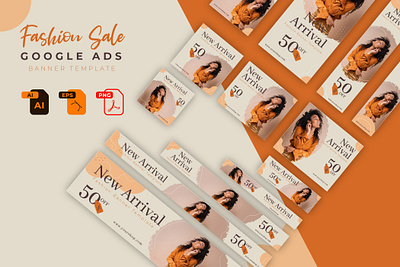 Fashion Sale Google Ads Banner Templete abstract ads banner design fashion google graphic design organic product