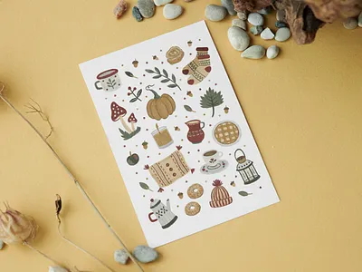 Autumn illustrations and postcards autumn illustrations cute illustration design digital illustration fall illustration fall illustrations graphic design illustration postcard postcard design