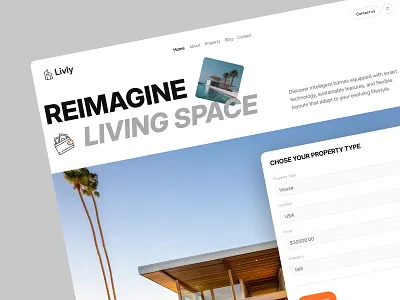 Real Estate Website Hero Section Design design hero interface product real estate service startup ui ux web