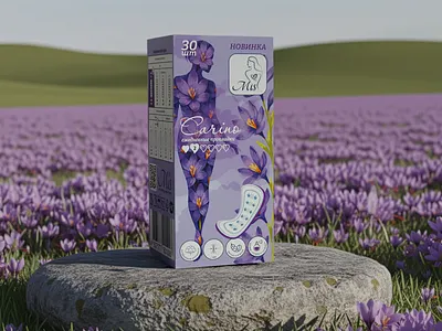 Carino Daily Pads — Packaging Design - Crocus - Visualization realistic render