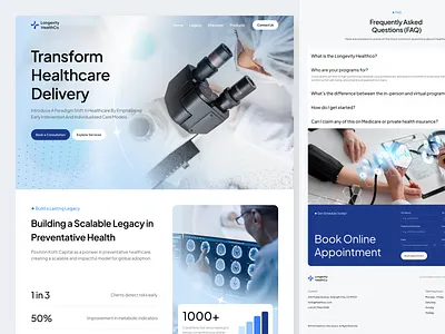 Healthco - Longevity Healthcare Landing Page alternative health biomaker digital health future of health health app health tech health treatment healthcare hospital landing page longevity longevity medicine longevity mri medical expertise medtech metabolic health personalized health preventive care telemedicine wellness