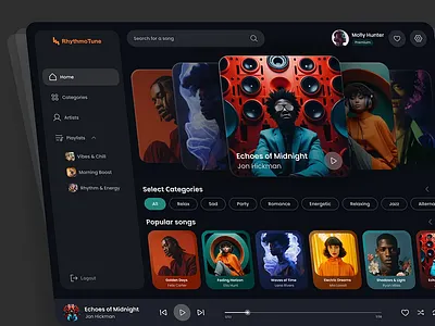 Music Player Platform concept dark theme design music player platform ui uiux ux web web design webdesign