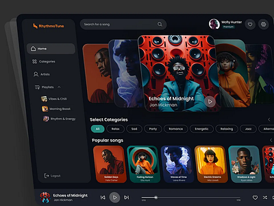 Music Player Platform concept dark theme design music player platform ui uiux ux web web design webdesign