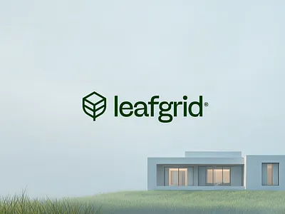 leafgrid • logo design for smarthomes branding green energy logo design minimal smart home visual identity