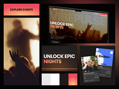 Vibepulse - Unlock Epic Nights branding dark theme design energy events illustration logo saas ui ux vibe web website