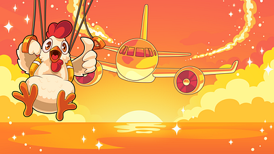 Cockpit: Game Promo art #1 art character chicken cute design game art game iilustration graphic design illustration mega win photoshop rooster slot slot art vector
