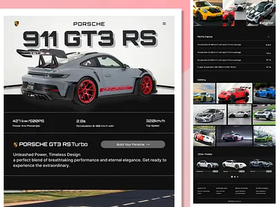 PORSCHE 911 GT3 RS Website Design l UI. automotive design car landing page car showcase car uiux car website concept website dribbble uiux landing page luxury car design modern uiux motorsport design porsche porsche uiux porsche website premium uiux sports car website supercar website uiux concept vehicle website web ui design