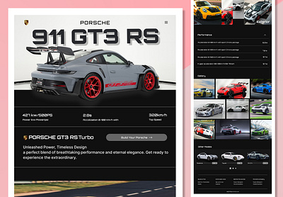 PORSCHE 911 GT3 RS Website Design l UI. automotive design car landing page car showcase car uiux car website concept website dribbble uiux landing page luxury car design modern uiux motorsport design porsche porsche uiux porsche website premium uiux sports car website supercar website uiux concept vehicle website web ui design