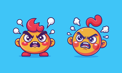 Angry cartoon emoji character angry animal cartoon character comic cute emoji illustration mascot