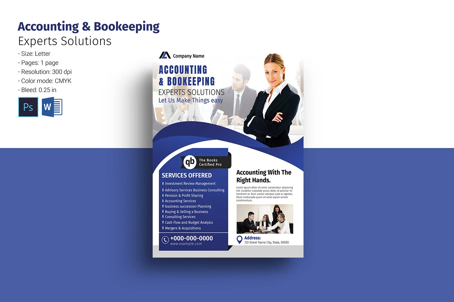 Accounting & Bookkeeping Flyer business clean creative design minimal multipurpose photoshop template tax preparation