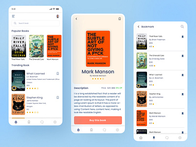 Book App 📙📖 book book app book store ebook minimal mobile app ui uiux design