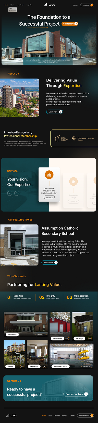 Modern & Professional Website for Engineering Firm Avize Agency architecture civilengineering construction corporatewebsite darkmode digital design engineering firmwebsite landingpage structuralengineering uidesign uiuxdesign uxdesign webdesign website websitedesign webui