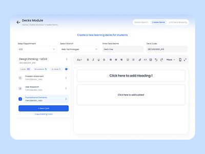 Learning Snippets Creation - Creating Decks | With Card editor graphic design ui