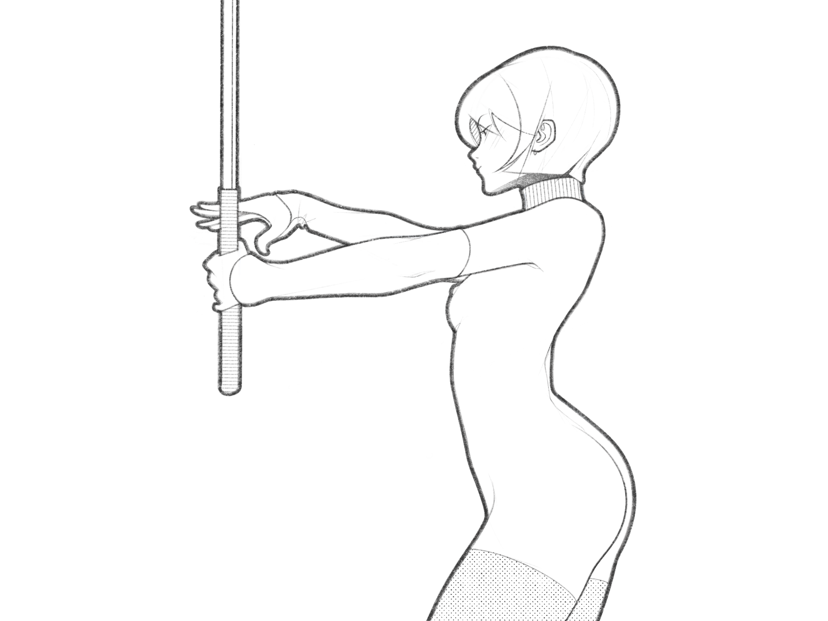 warrior black and white body character character design comic details drawing halftone illustration line minimal monochrome pencil procreate simple sword warrior