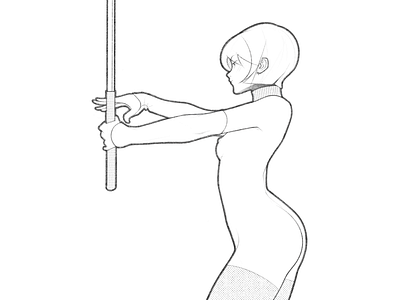 warrior black and white body character character design comic details drawing halftone illustration line minimal monochrome pencil procreate simple sword warrior