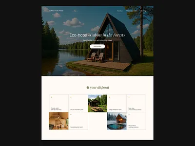 Landing page design for eco-hotel "Cabins in the Forest" design first screen forest hotel ui ux web design website