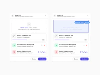 File Upload Modal • VisionUI app design file file upload file upload modal light mode modal ui ui design uiux uiux design upload upload file ux design visionui