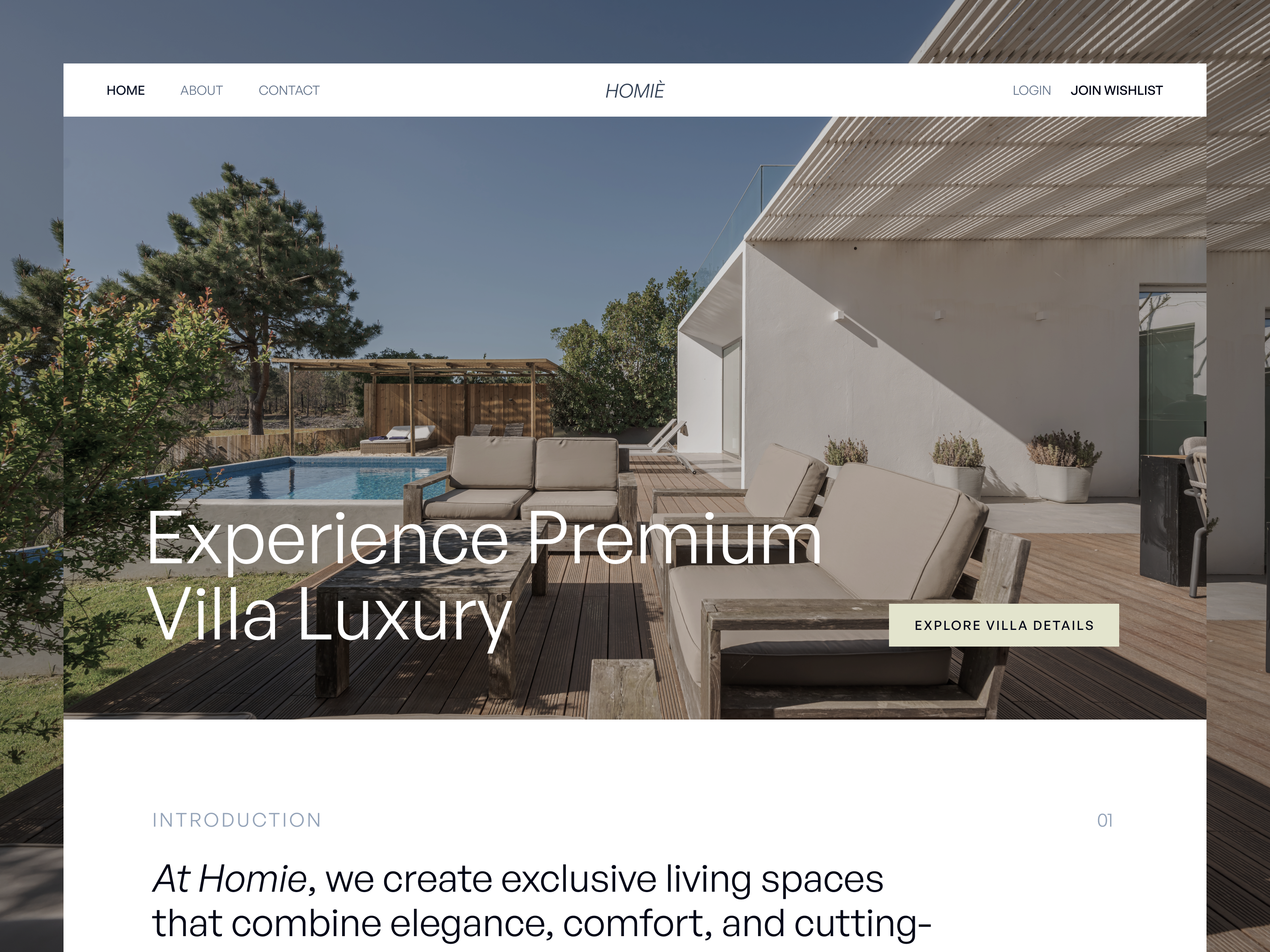 Homie - Real Estate Villa Landing Page landing page luxury villa real estate realestate web design website